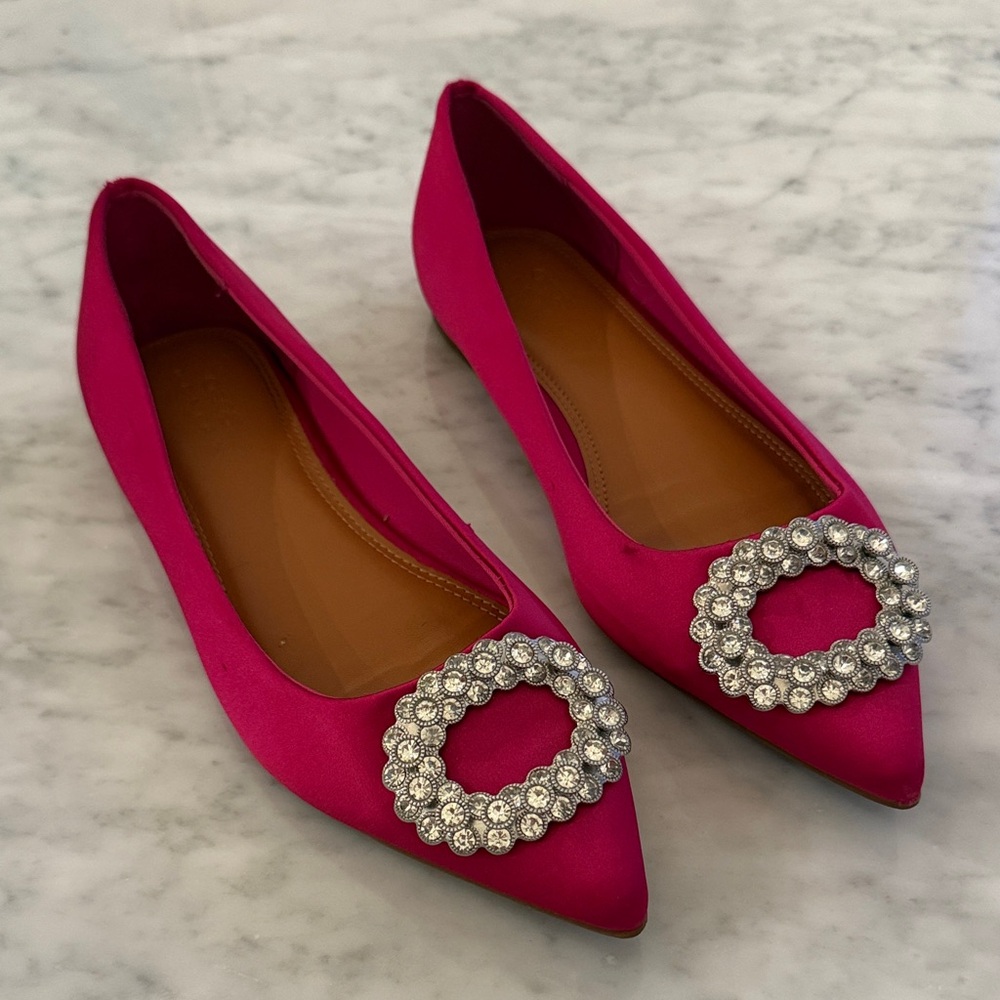 ASOS Design Magenta Flats with Crystal Buckle